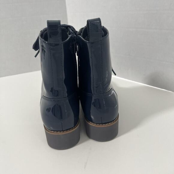 Vionic Lani Women's Patent Lace Up And Zip Boots Size 6 Navy Blue - Picture 6 of 12